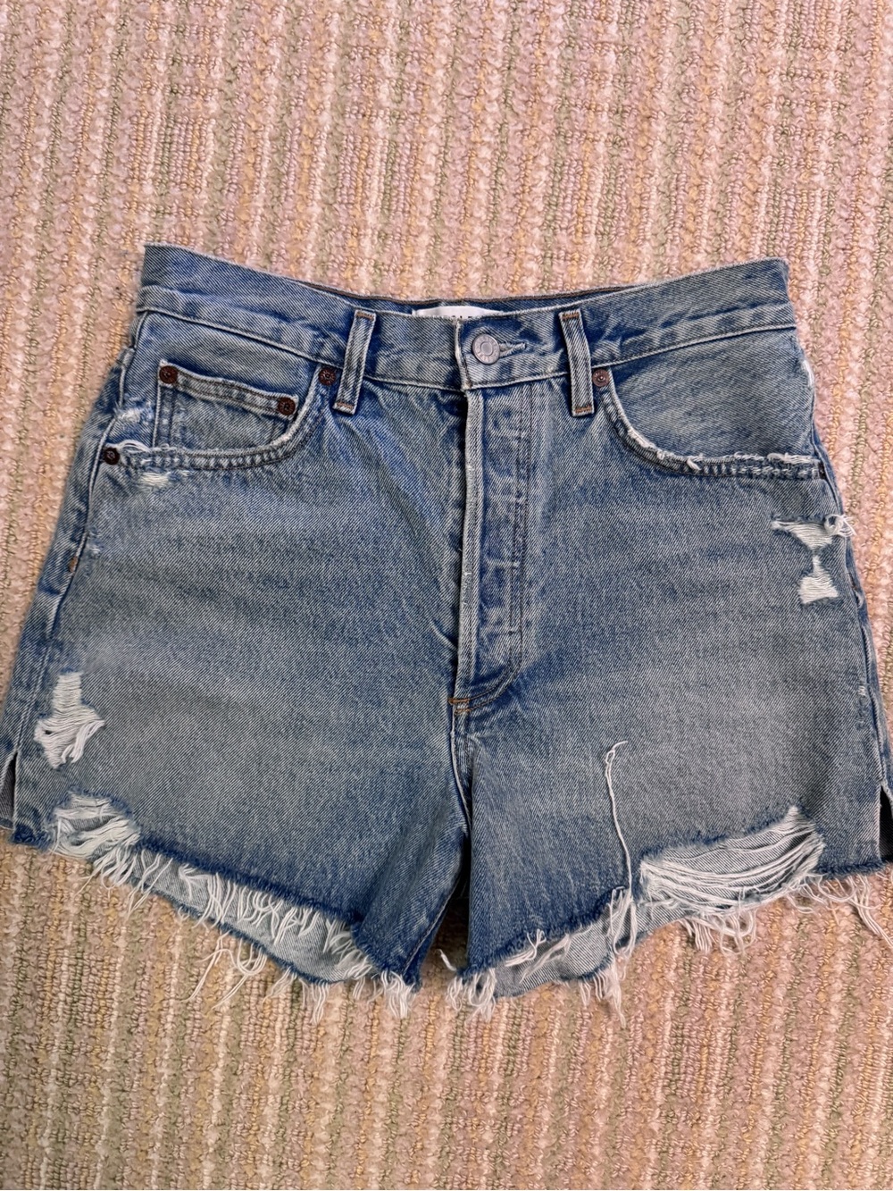 Agolde Light Blue Dee High-Rise Denim Shorts
